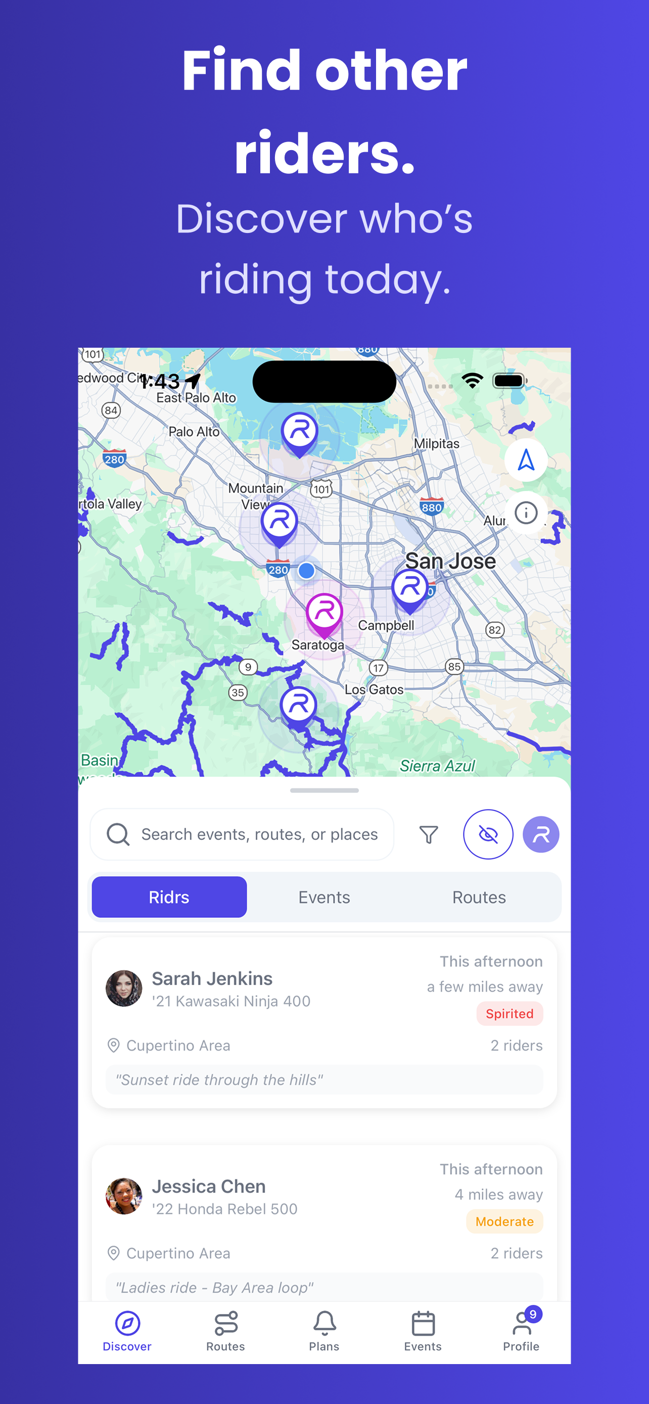 Ready to Ride discovery screen